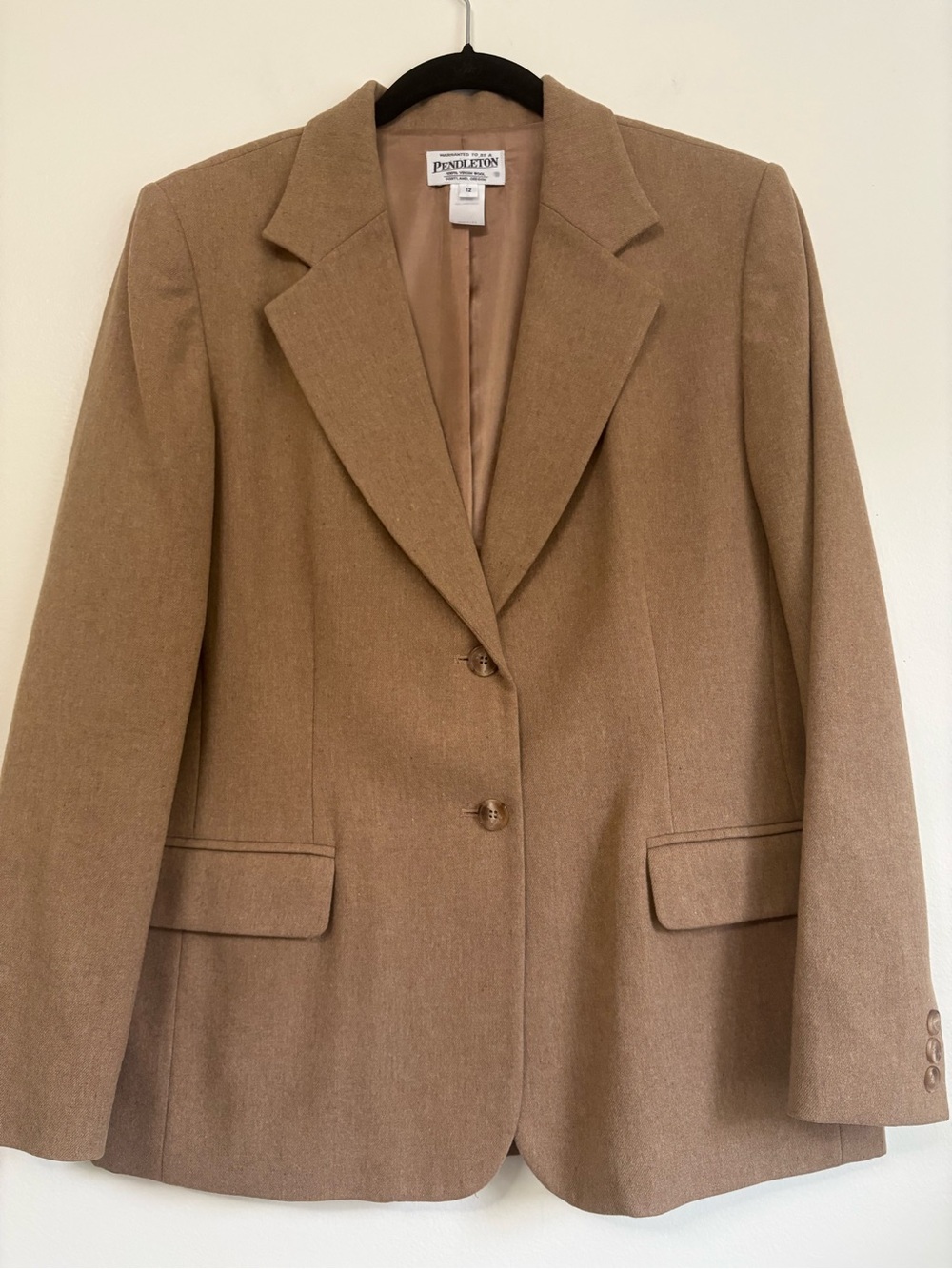 Vintage Pendleton Women's Camel Wool Blazer Jacket 80s/90s USA Made Sz 12